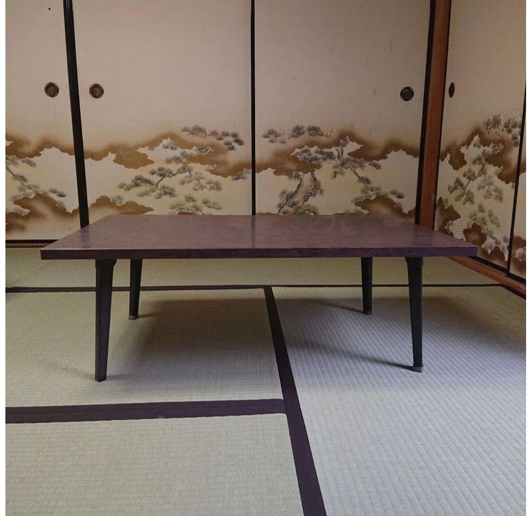 昭和レトロ/1950年代物】ちゃぶ台 折り畳み ローテーブル焦げ茶色 大きい