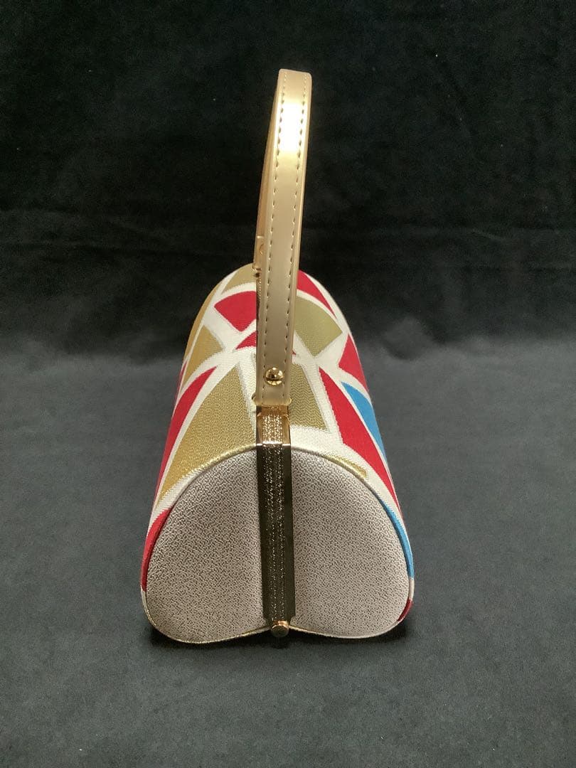 振袖用　高級帯地草履バッグセット　Lサイズ　赤と金と青