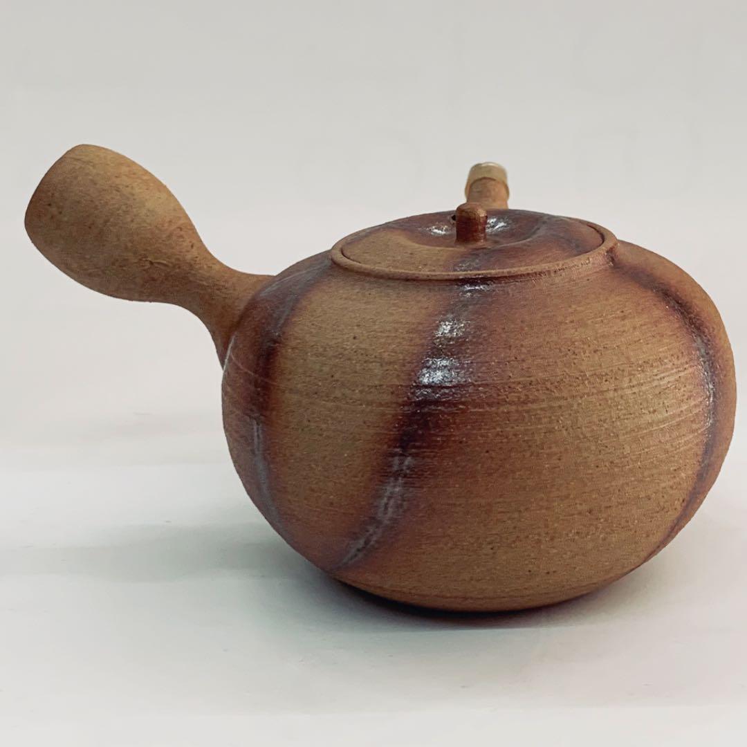 【茶注38    万古焼　急須　緋襷】伊藤富有　共箱