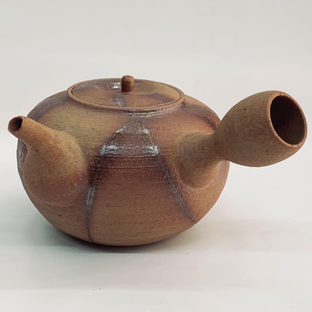 【茶注38    万古焼　急須　緋襷】伊藤富有　共箱