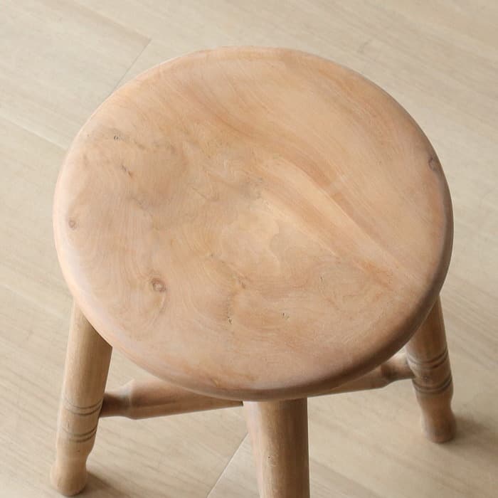 Aアンティーク 木製 無塗装 無垢材 丸スツール 古家具 カエデ ブナ
