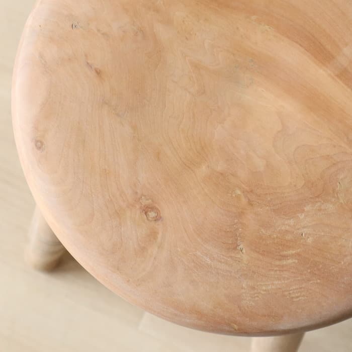 Aアンティーク 木製 無塗装 無垢材 丸スツール 古家具 カエデ ブナ