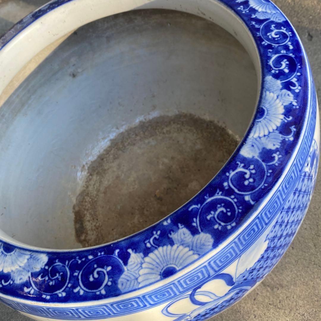 明治大正時代頃の瓢箪図火鉢42cm28cm