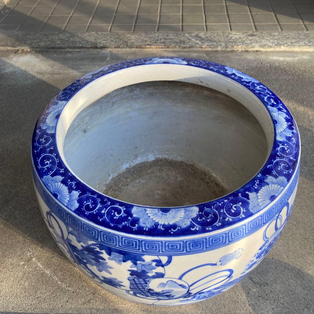 明治大正時代頃の瓢箪図火鉢42cm28cm