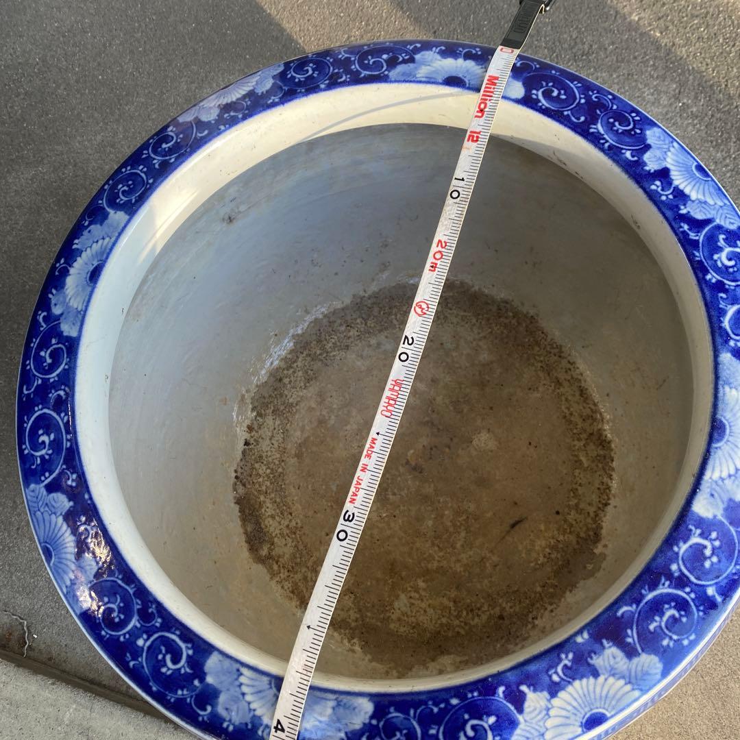 明治大正時代頃の瓢箪図火鉢42cm28cm