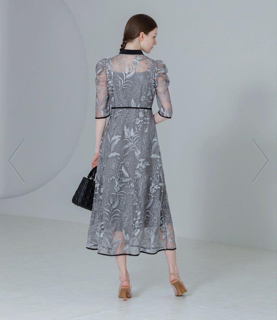 leja 花柄チュールパフスリーブワンピースドレス