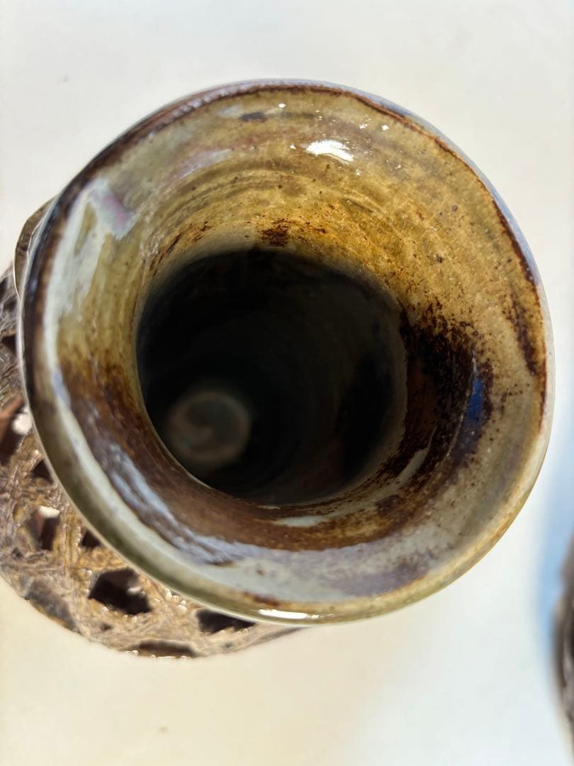 透かし彫り模様　壺型 一輪挿し　3点セット