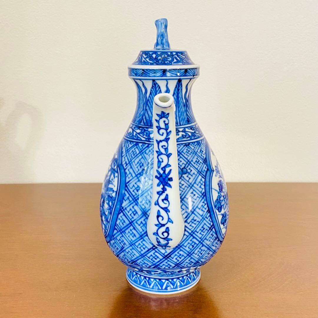 煎茶道具 盛盞瓶 染付　高野昭阿弥　共箱　茶器　水注　水差し　磁器　仙盞瓶