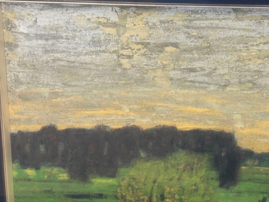 真作　遠藤桑珠　「水辺」　日本画