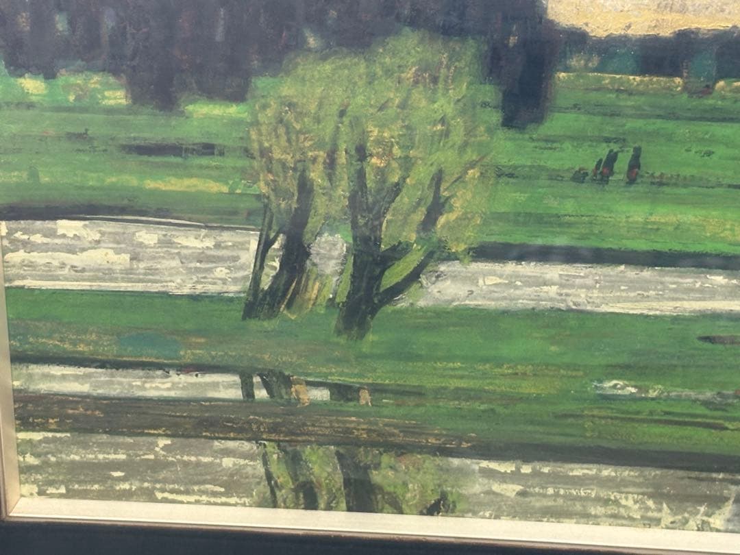 真作　遠藤桑珠　「水辺」　日本画