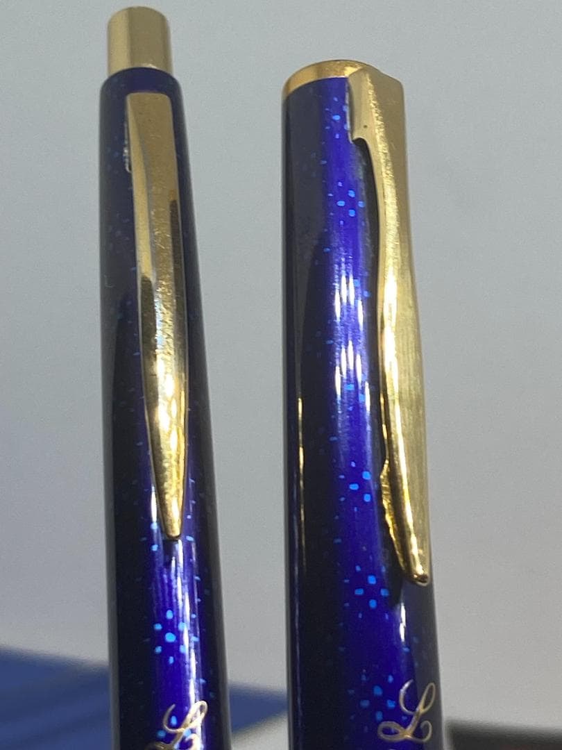 【金ペン・廃番・昭和レトロ・おまけ付き】パイロット/“L”/FP+BP/青系軸