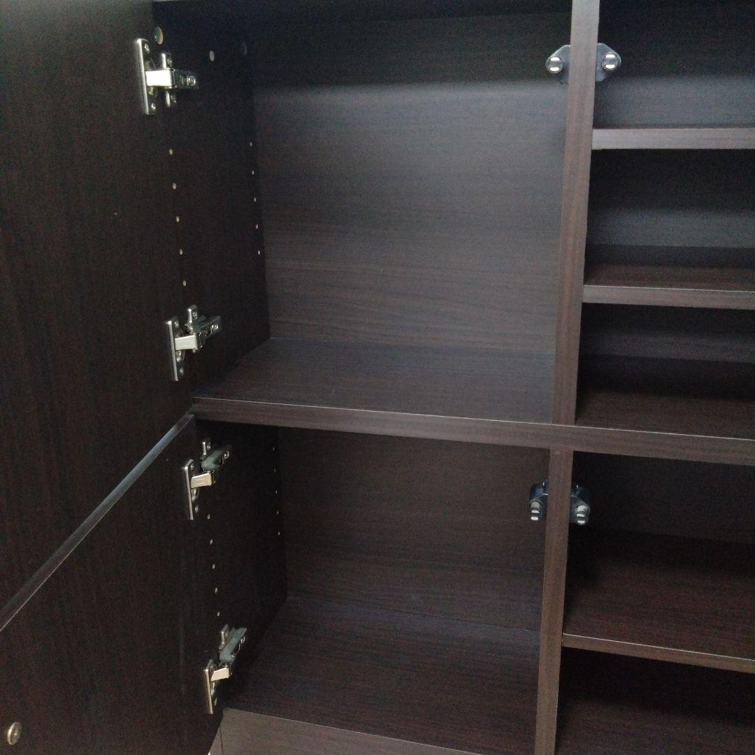 カウンター下収納薄型キャビネットブラウン