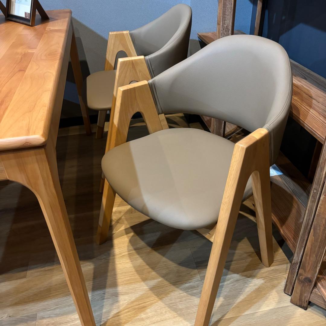 のっち　ダイニング5点セット　木製　110㎝　丸　円形　アルダー　無垢