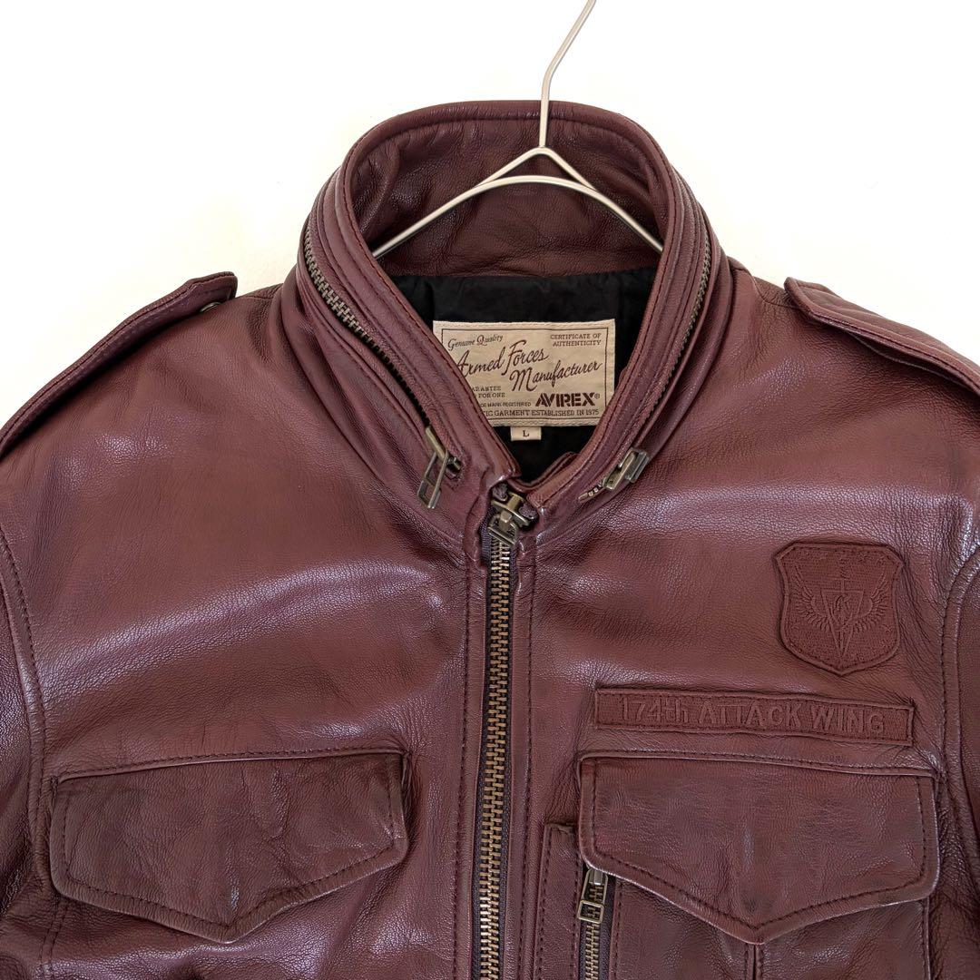 AVIREX アヴィレックス ラム レザー ジャケット Ｍ65 ミリタリー L