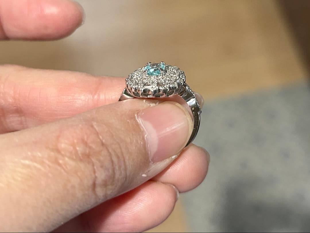 大粒！　パライバトルマリン　ダイヤモンド　リング