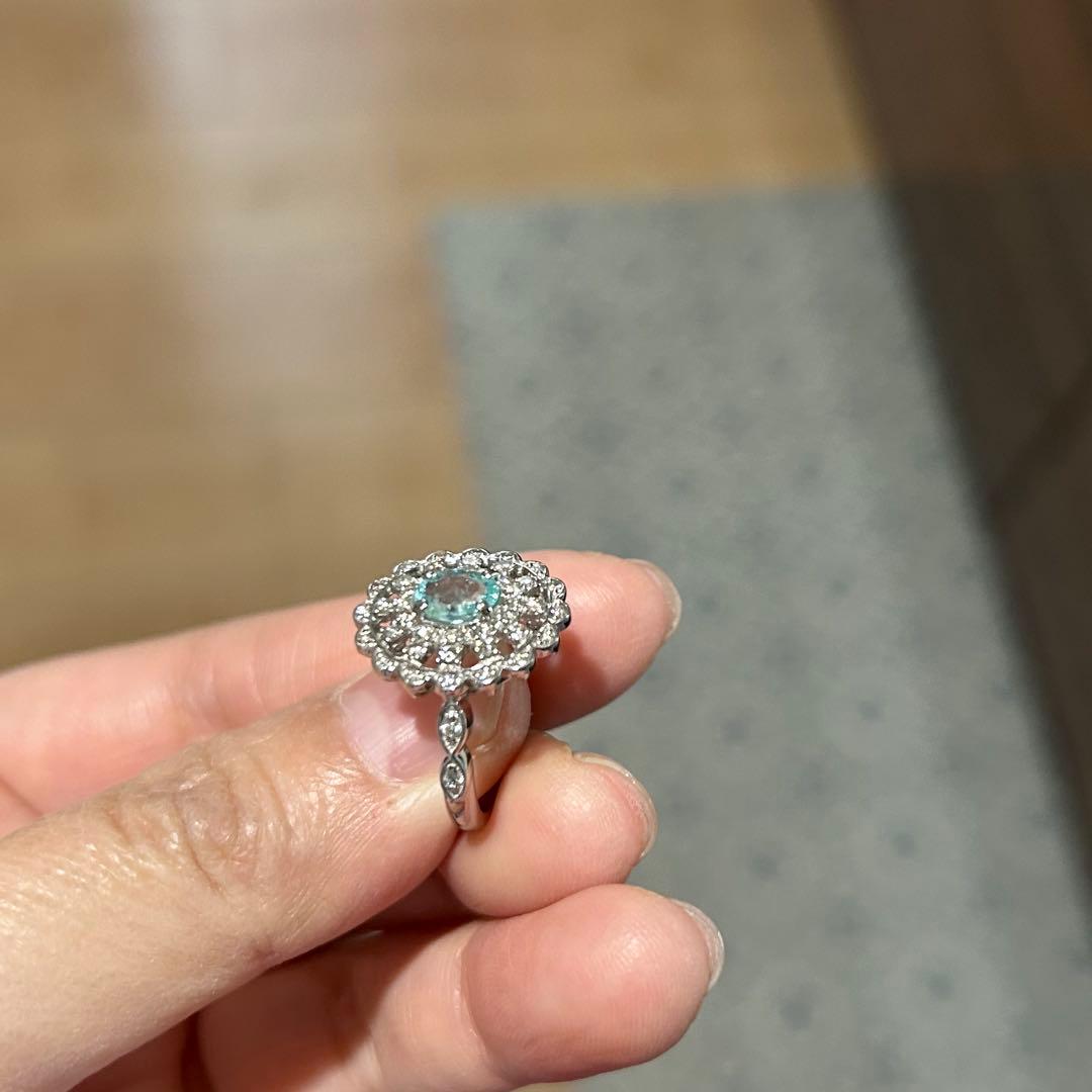 大粒！　パライバトルマリン　ダイヤモンド　リング