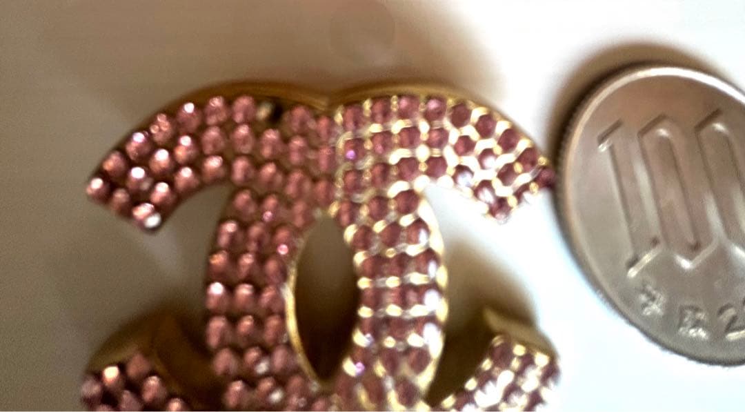 ヴィンテージ CHANEL ピンクストーン ブローチ