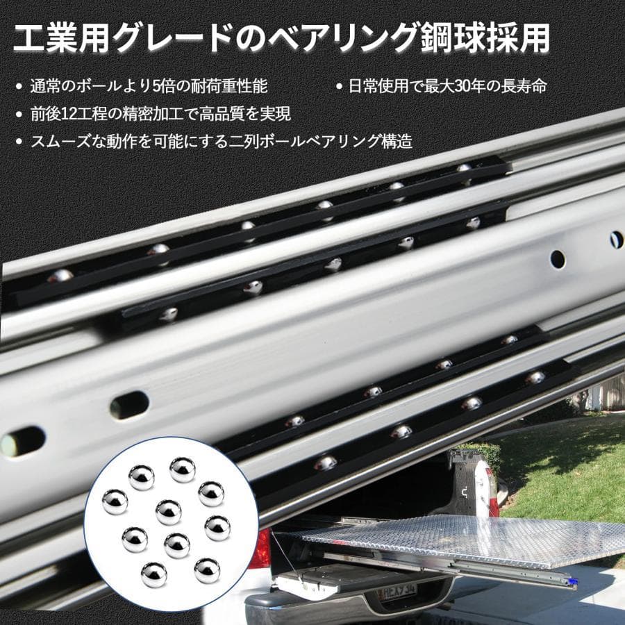 スライドレール 重量用 3段フル伸縮ロック式 引き出し レール（底引き対応）