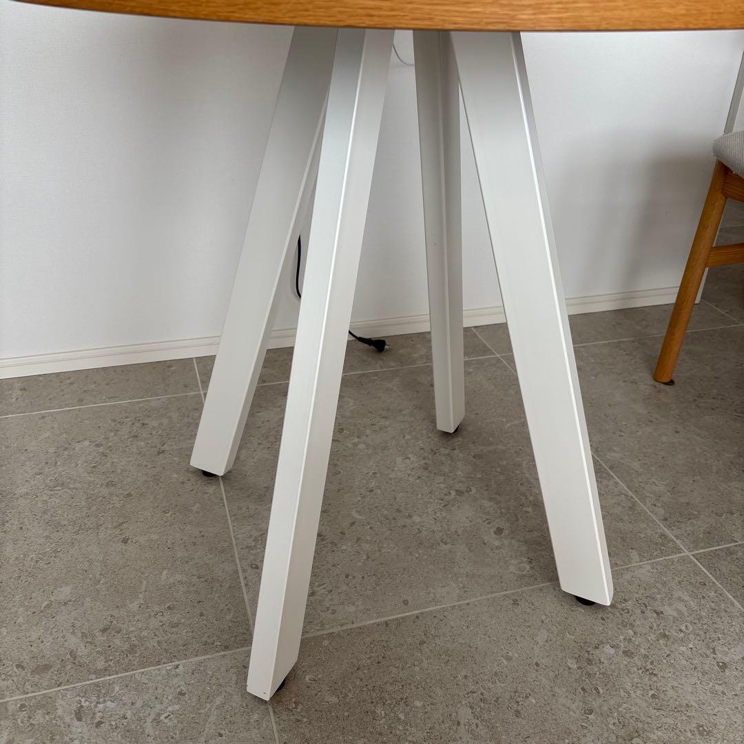 kanademono円形ダイニングテーブル グレー天板 ホワイト脚