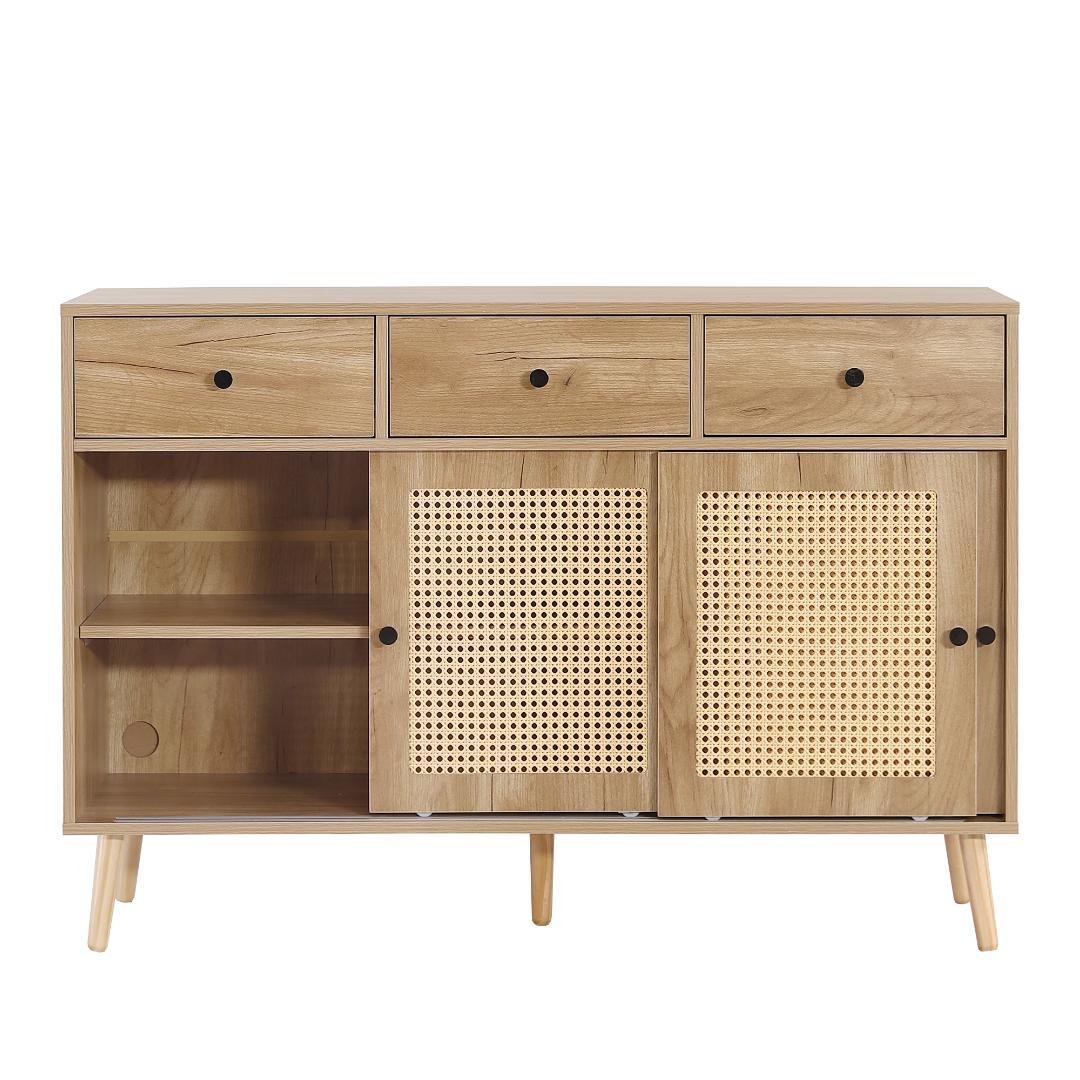 キャビネット サイドボード 引き出し付き 大容量 2段収納 サイドボード 扉付き