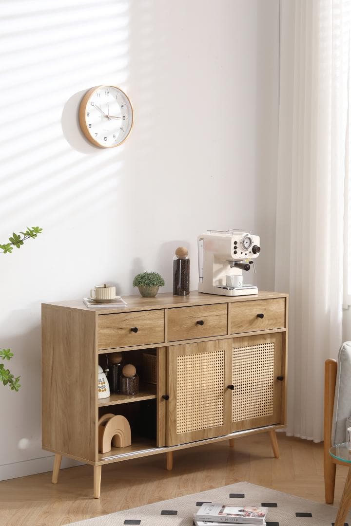 キャビネット サイドボード 引き出し付き 大容量 2段収納 サイドボード 扉付き