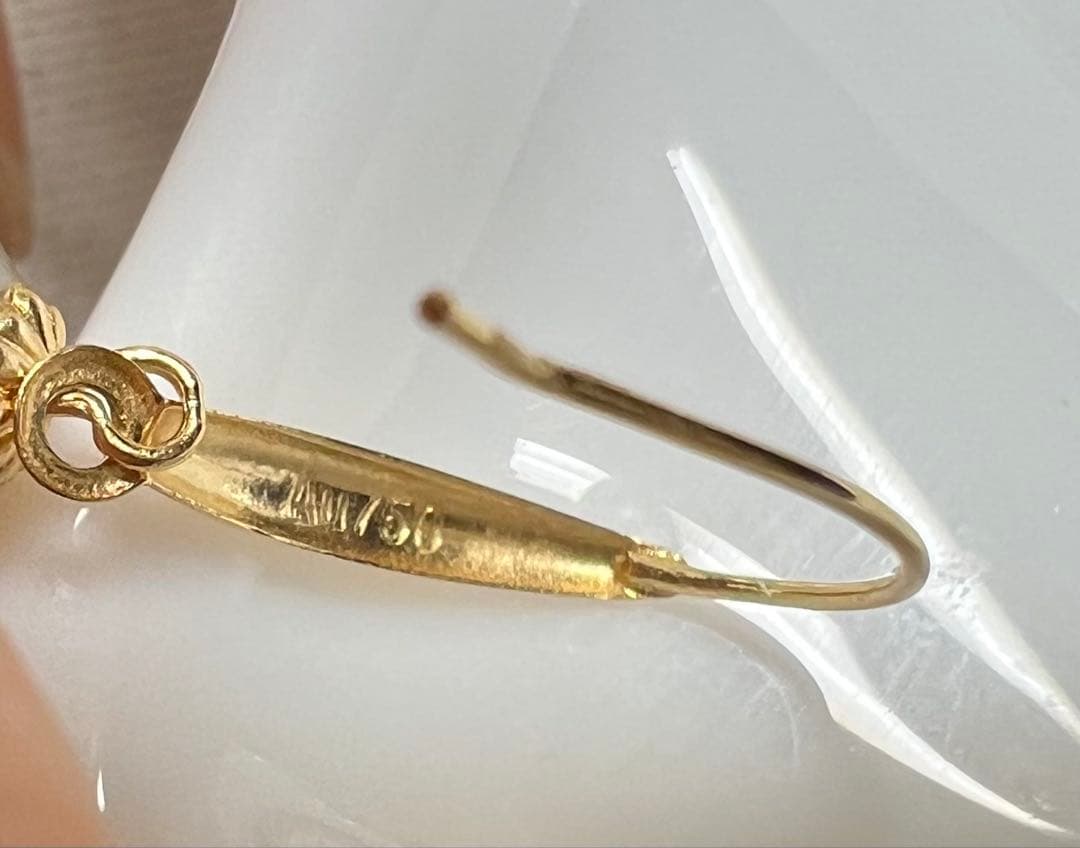 A6820 南洋真珠　天然　本真珠　ピアス 18k　海水 真珠　ゴールドパール