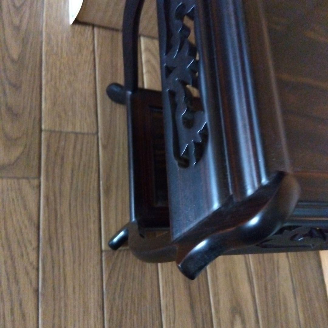 茶道　黒檀　ミニ中卓　装飾彫刻入りテーブル