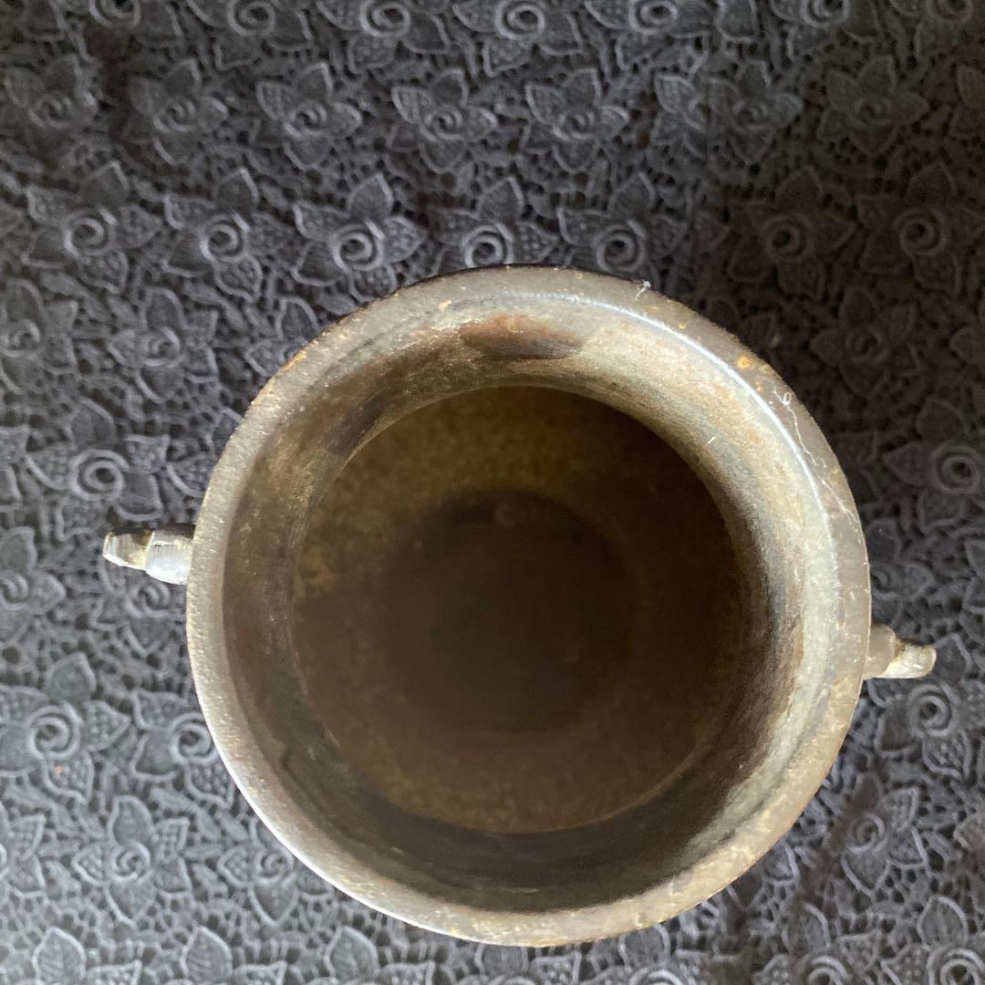 古銅七宝饕餮文耳付瓶/清朝時代-17世紀 銅製/七宝銅胎花器/中国古美術/骨董