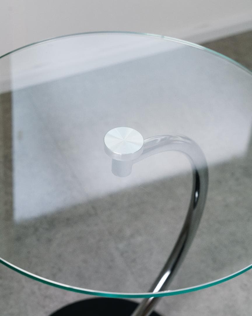 ミッドセンチュリー　ガラス サイドテーブル ラウンドテーブル レトロモダン