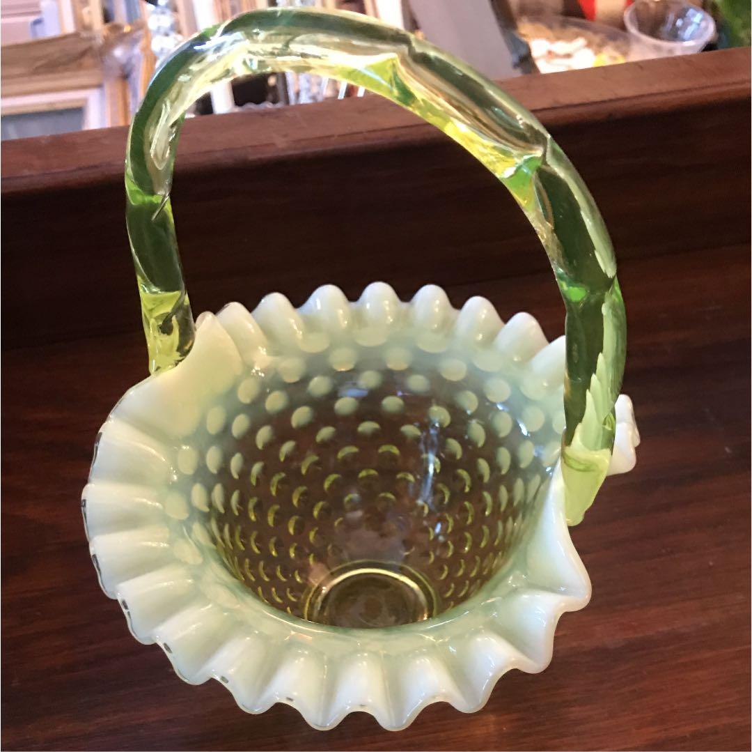 レア！フェントンFentonウランガラス ヴァセリンビンテージUSAアートガラス