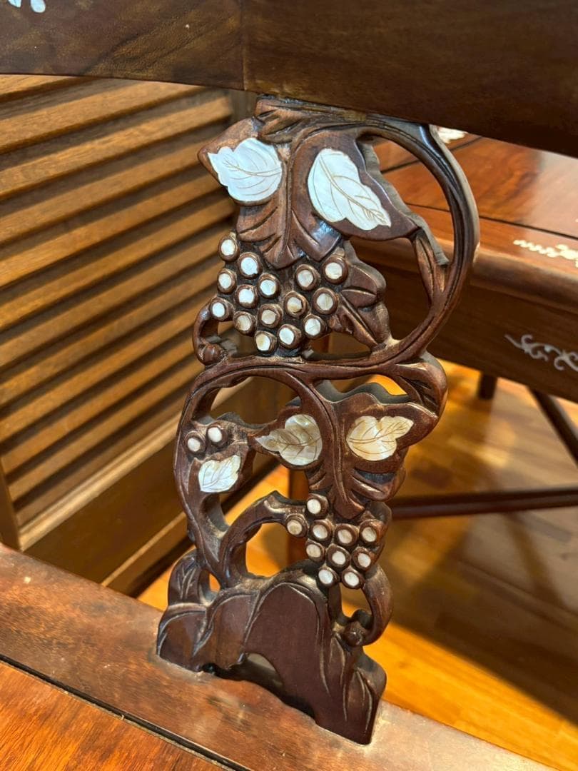 高級家具　螺細細工　花梨　中国美術　サイドテーブル　椅子　唐木　家具　木製