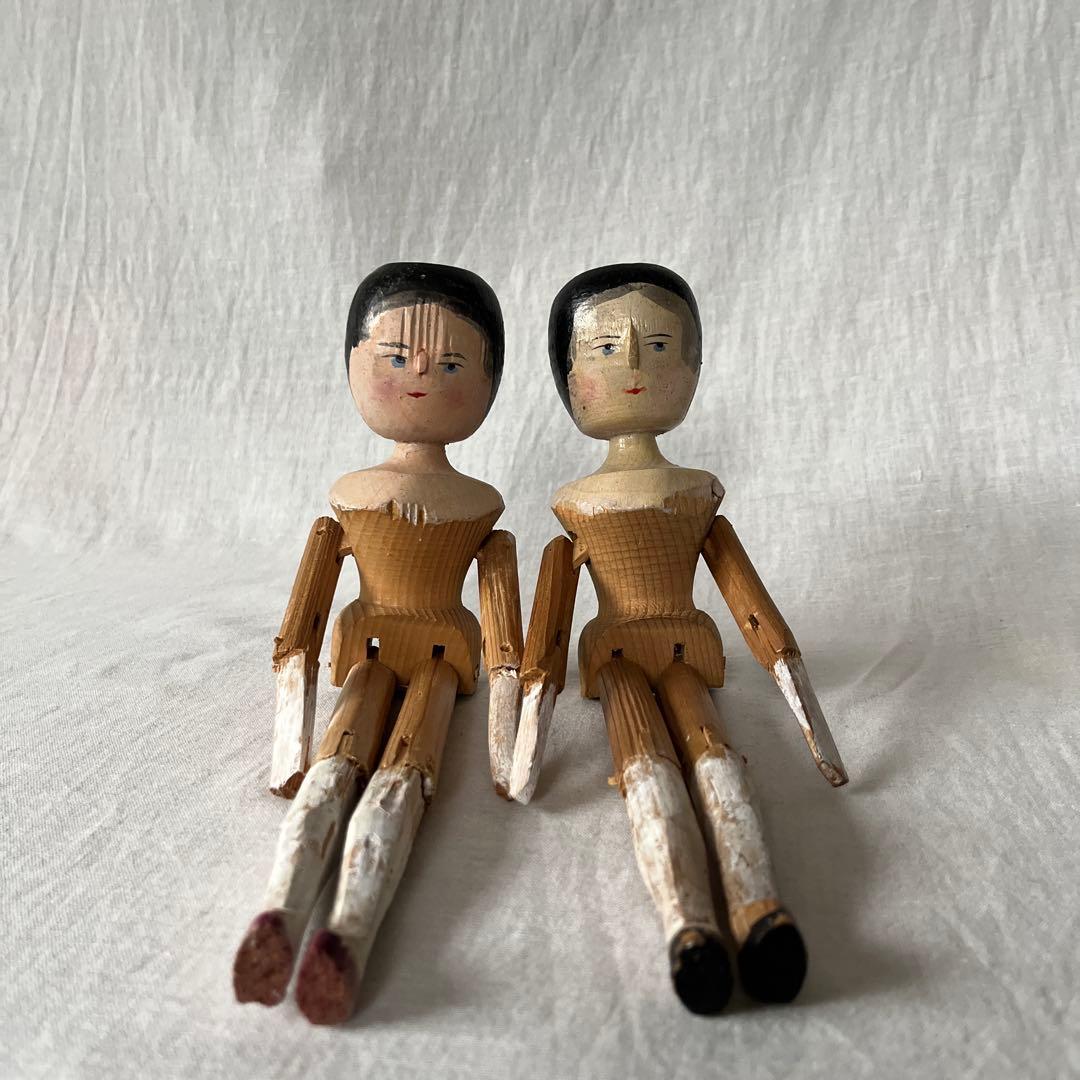 ま*ん様 アンティーク　ペグドール　ウッデンドール　おすわり