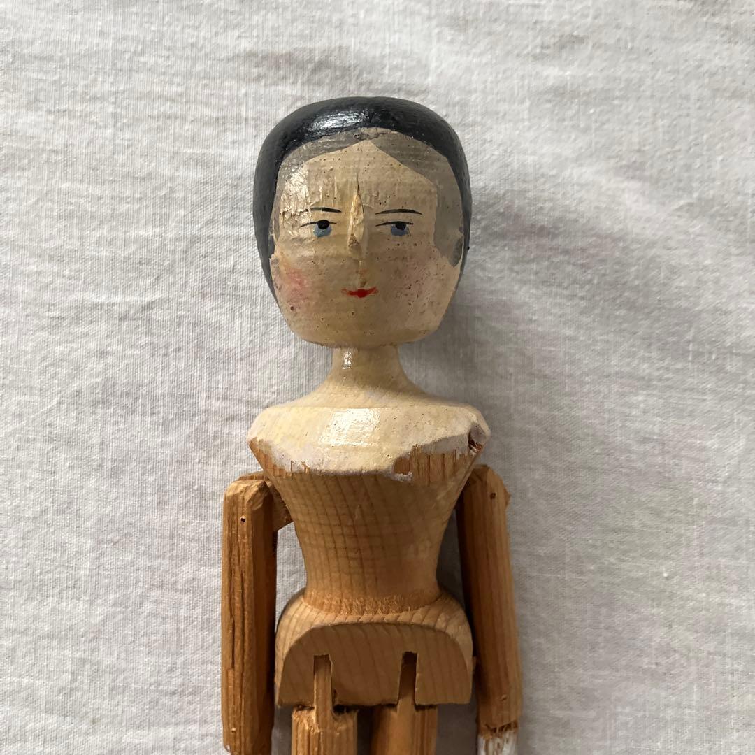 ま*ん様 アンティーク　ペグドール　ウッデンドール　おすわり