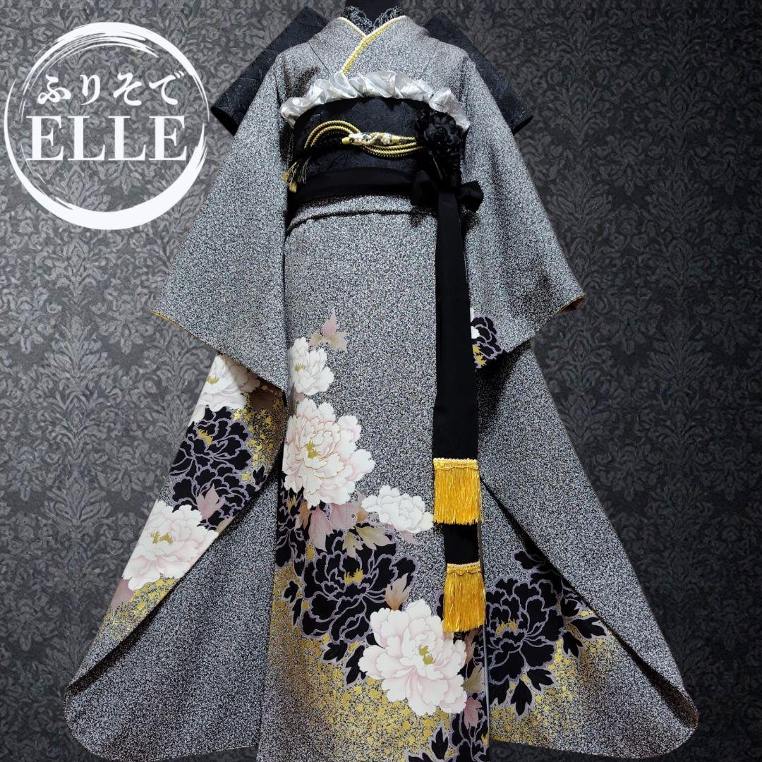お直し無料☆振袖フルセット・成人式・大輪牡丹・金駒刺繍・金彩加工・モード系
