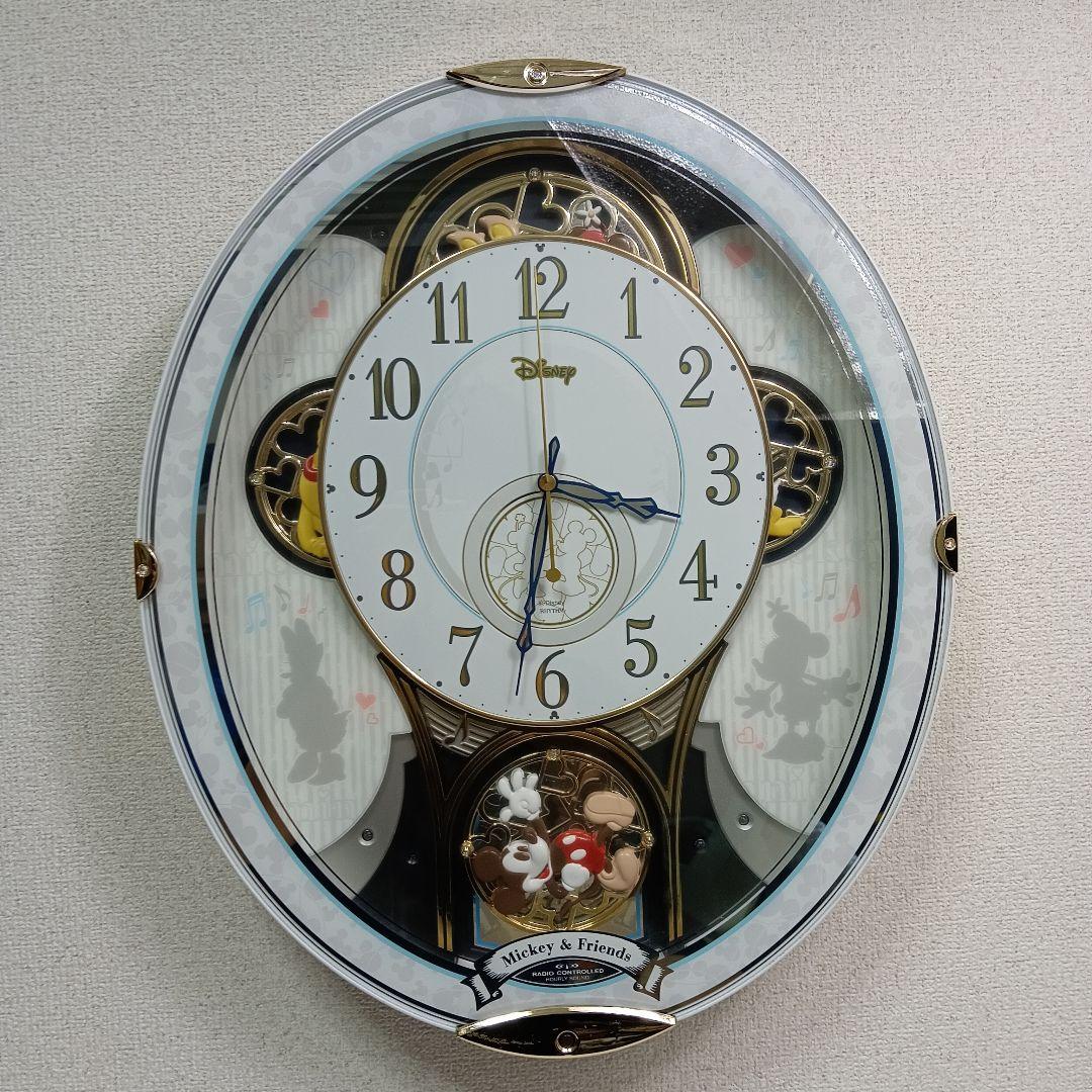 【稼働品】Disney Rhythm ミッキー＆フレンズ 掛時計　電波時計　音楽