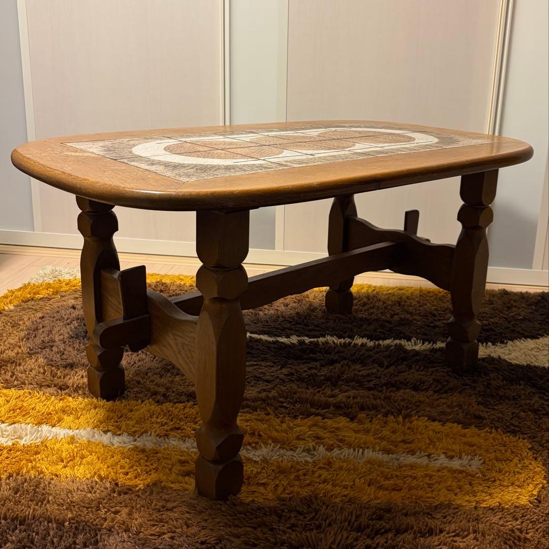 輸入ヴィンテージ　タイルトップソファテーブル　ミッドセンチュリー