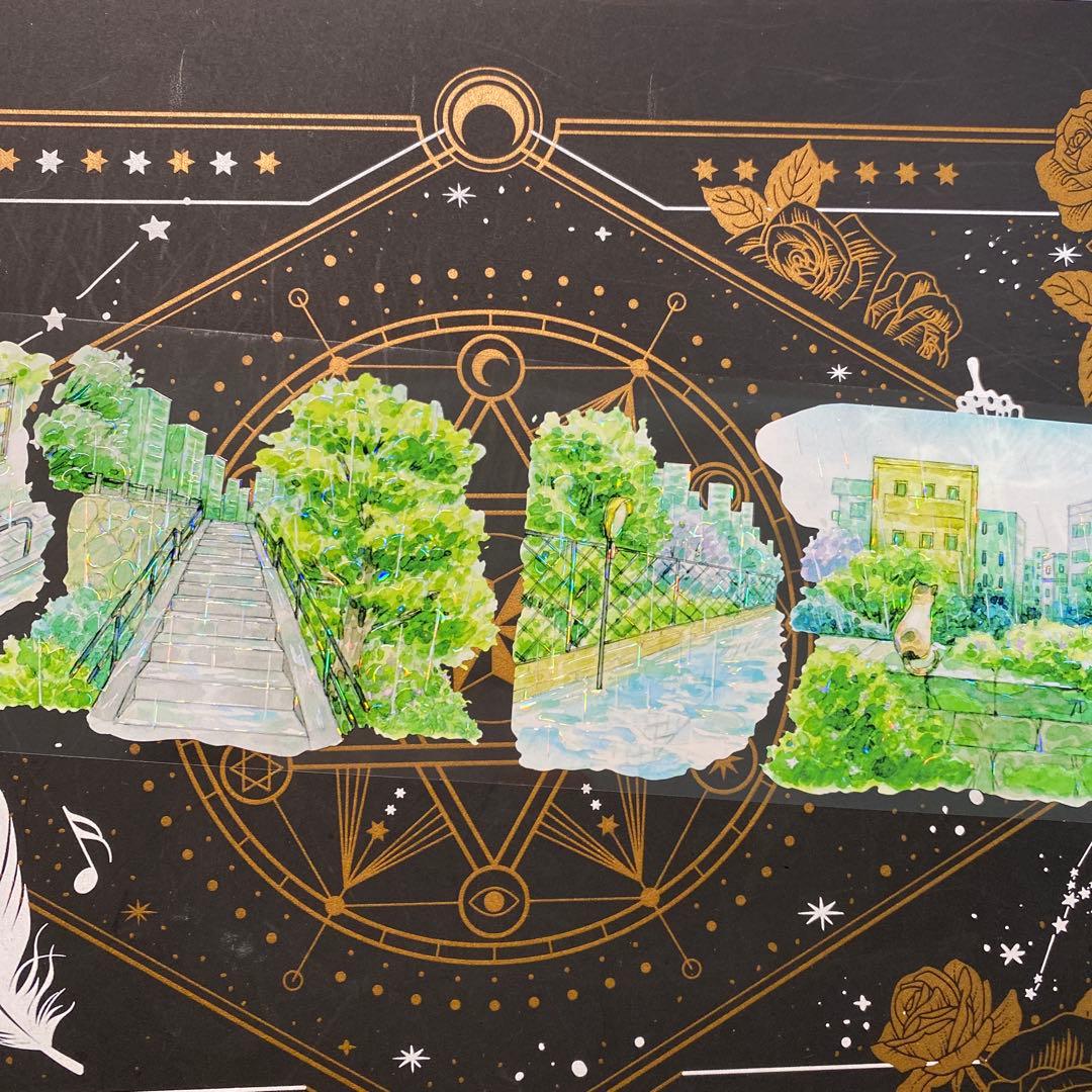 【9197】海外　マステ　中古巻　貝殻光マスキングテープ雨景色　公園　街　背景系