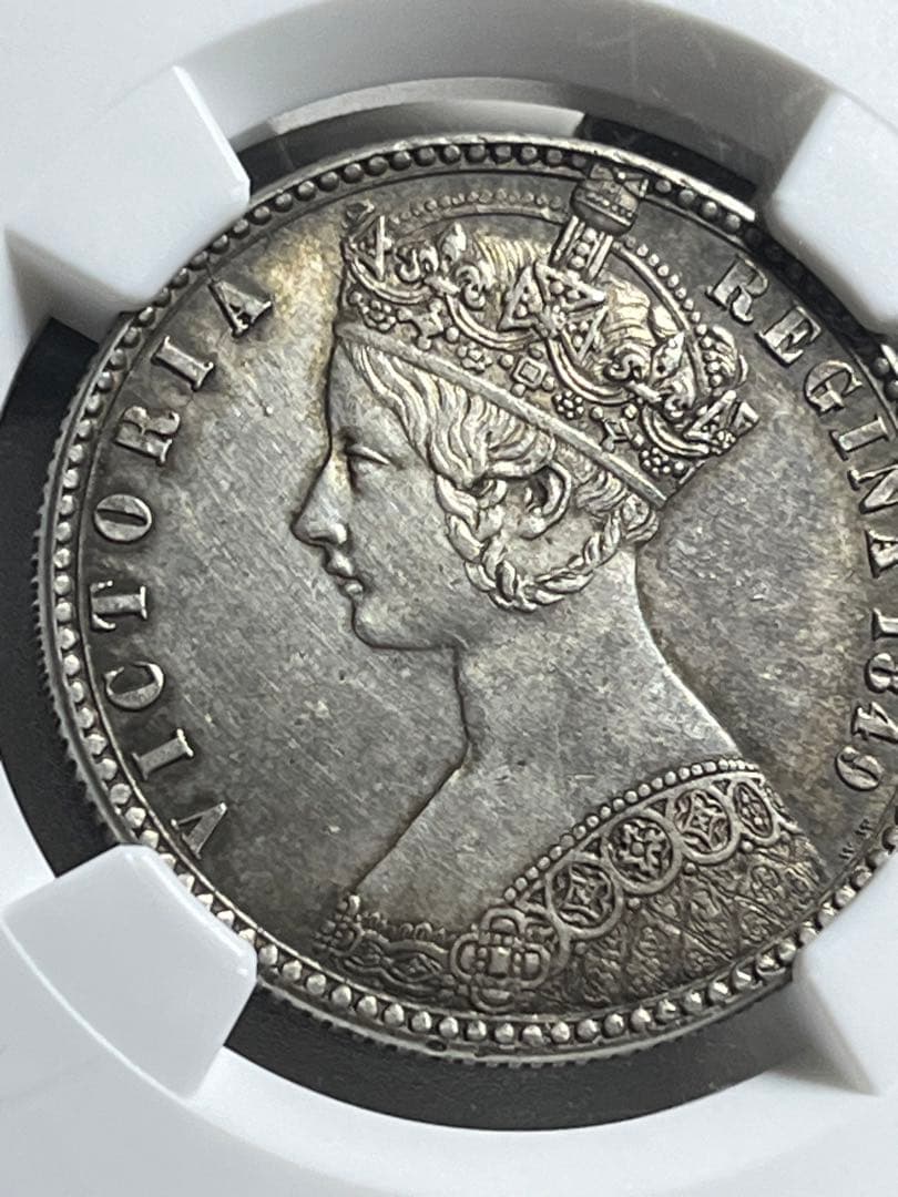 1849⭐️ゴッドレス フローリン 銀貨AU58⭐️ビクトリア⭐️イギリス ★ゴチック