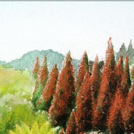 絵画「里山のくらし」　水彩画