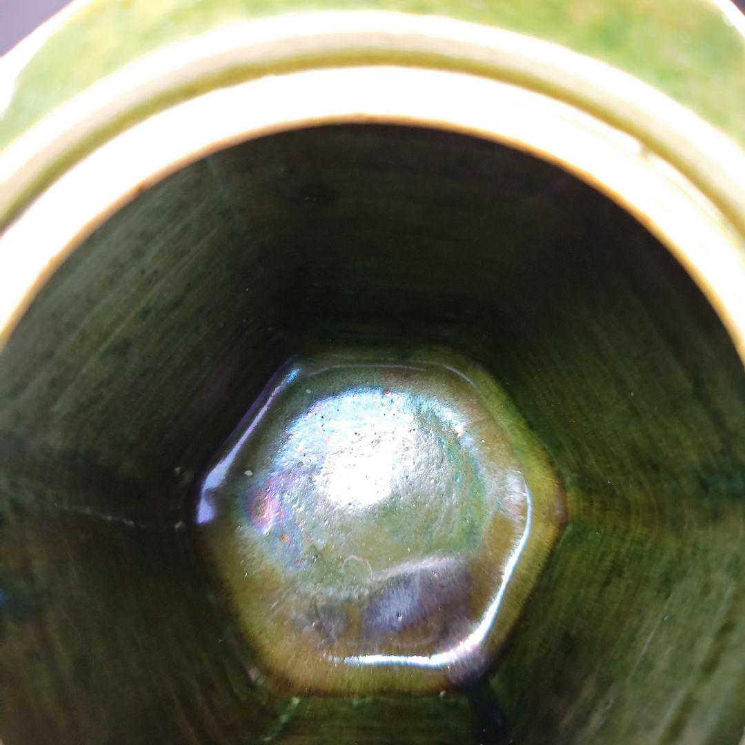 イ563 水指『北冥窯　向井一峰』『織部　六角　水指　共箱』茶道具