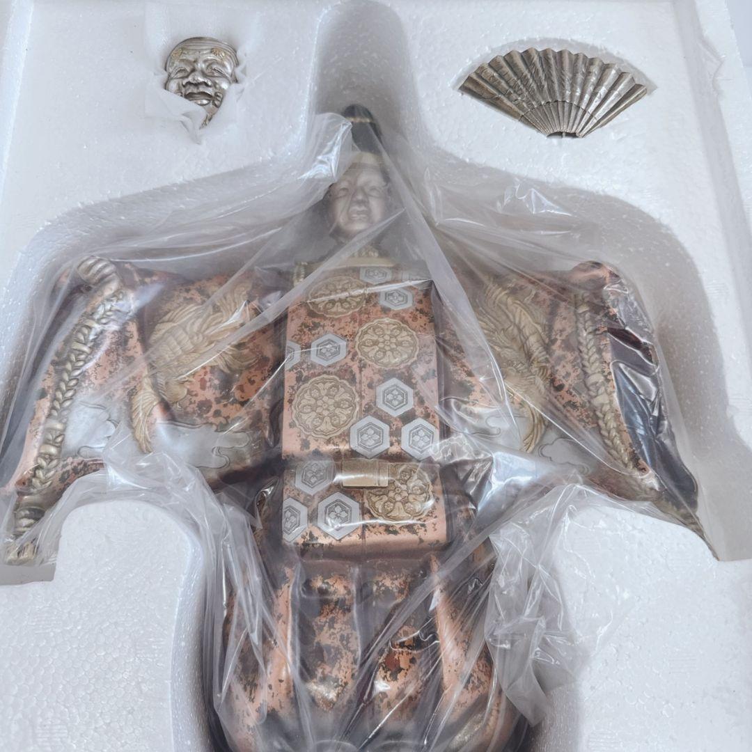 翁 置物 能楽 銅製 能面人形 狂言師 扇子 縁起物 金属工芸 床の間 和風