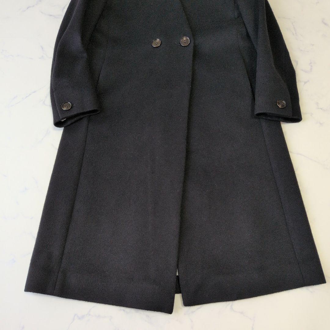 【専用】アダムエロペ ロングコート ウール100% Vネック 黒 36