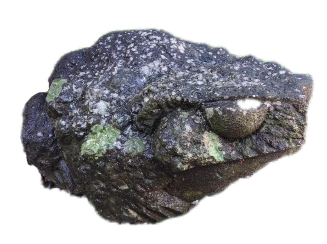 石彫刻の蛙 置物 全長約50cm オブジェ 縁起物 庭石 庭園 飾り 蛙石像