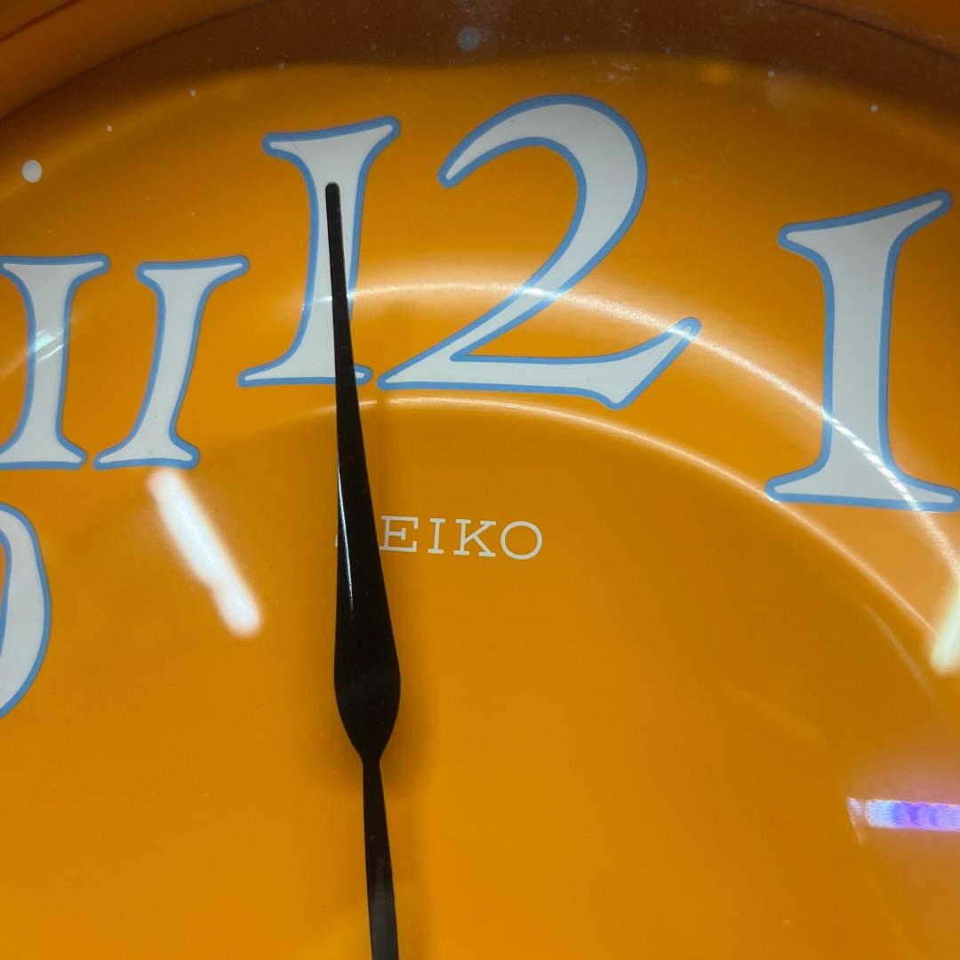 〇Kb右1058 美品 セイコー クオーツ 掛け時計 イエロー レトロ
