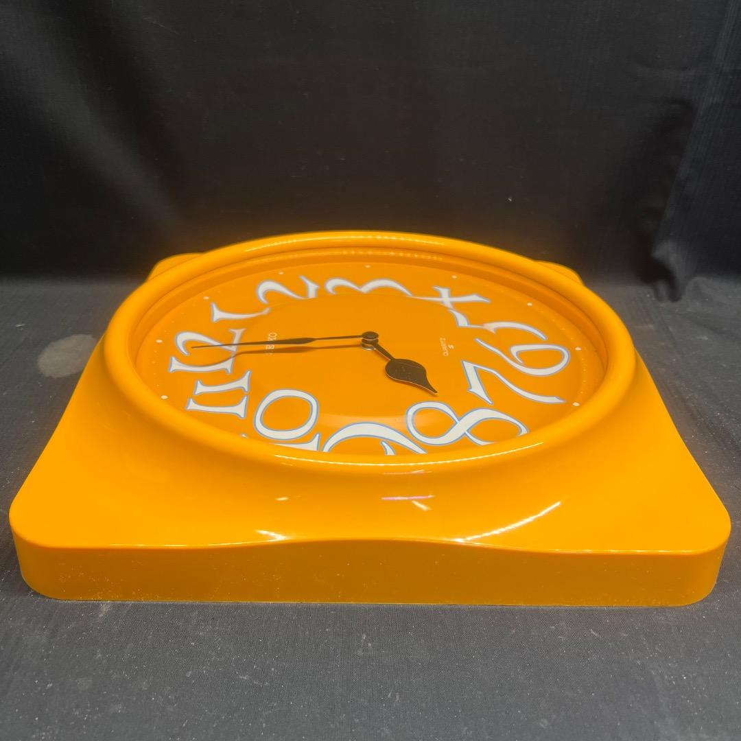 〇Kb右1058 美品 セイコー クオーツ 掛け時計 イエロー レトロ