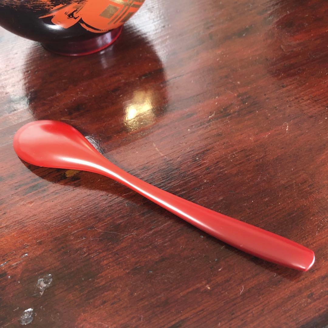 秀衡塗　大椀とスプーン　漆器　口径13㎝大型　天然木　未使用品　美品