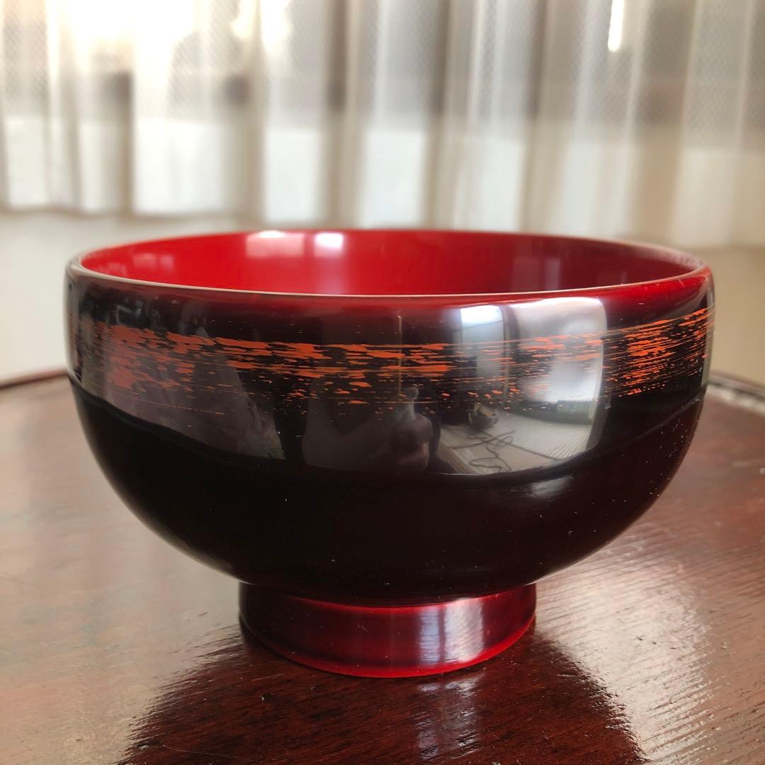 秀衡塗　大椀とスプーン　漆器　口径13㎝大型　天然木　未使用品　美品