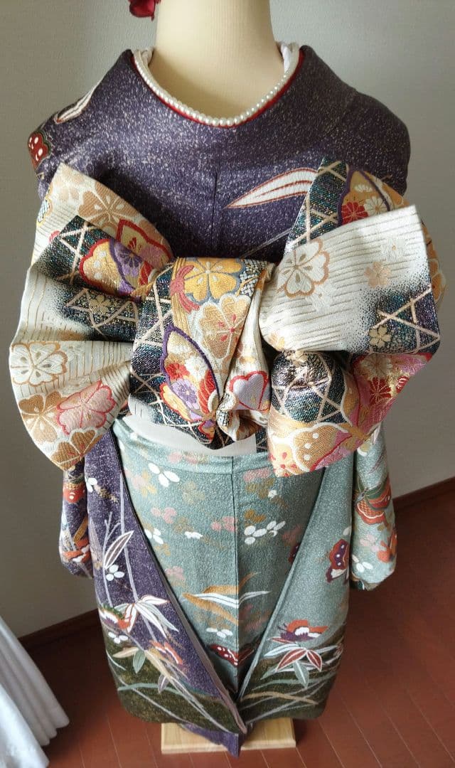 よる様　362.小粋な振袖7点セット　正絹　フルセット　成人式