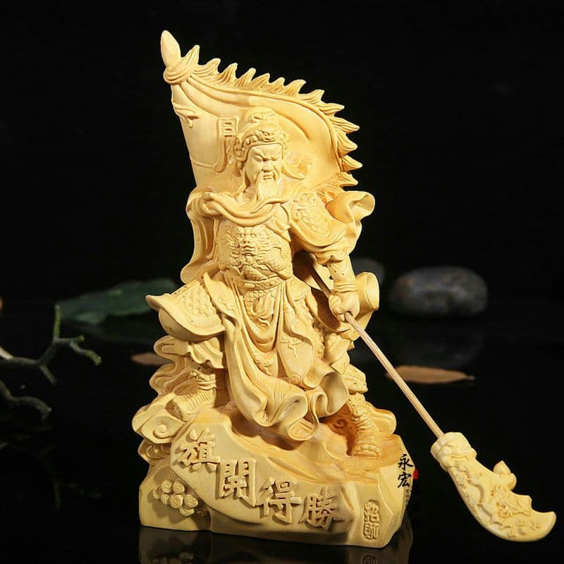 黄楊の木の旗は振り子の黄楊の木の彫刻に勝っています 関二爺関公の家には木の彫