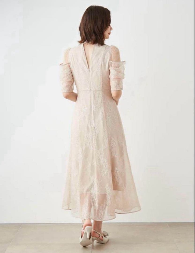 SNIDEL デザインスリーブレースドレス PBEG 0サイズ Sサイズ 美品